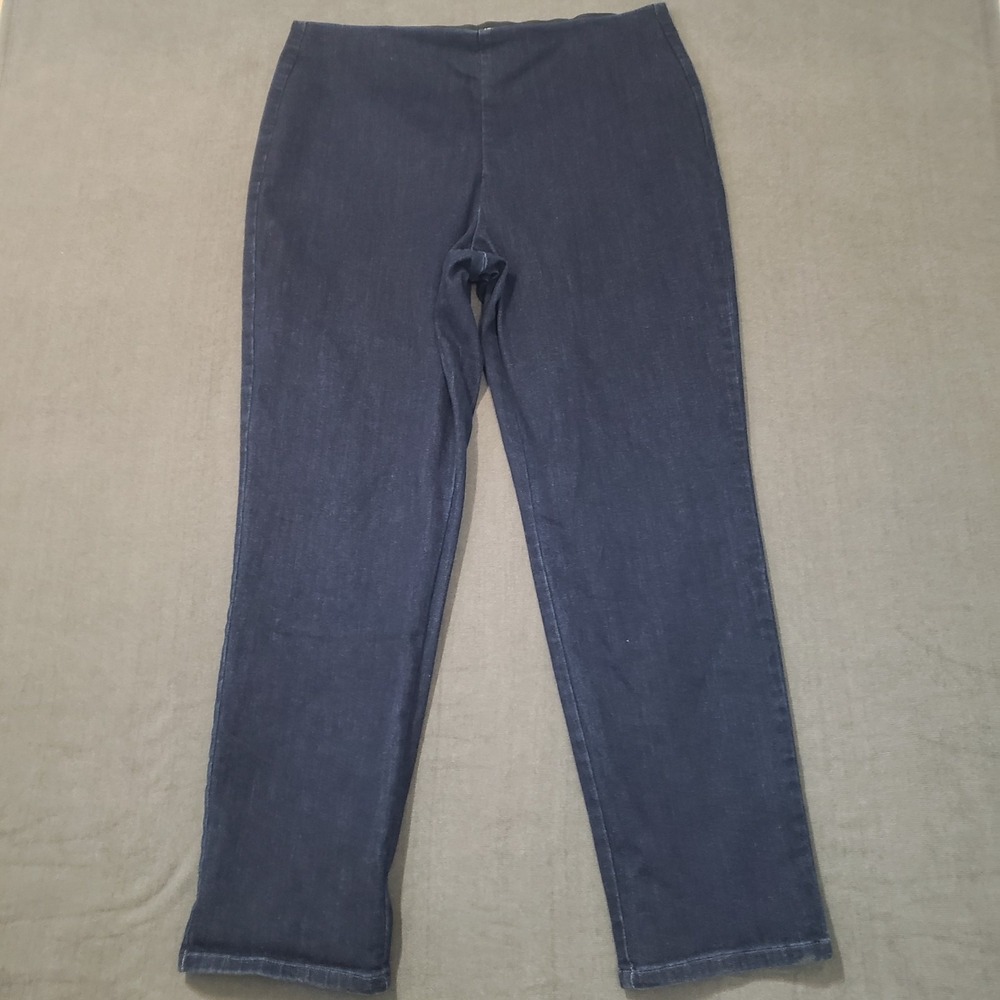 Liz Claiborne Jeans‎ Womens Size 16 Pull On Slim Leg High Rise Dark Wash
